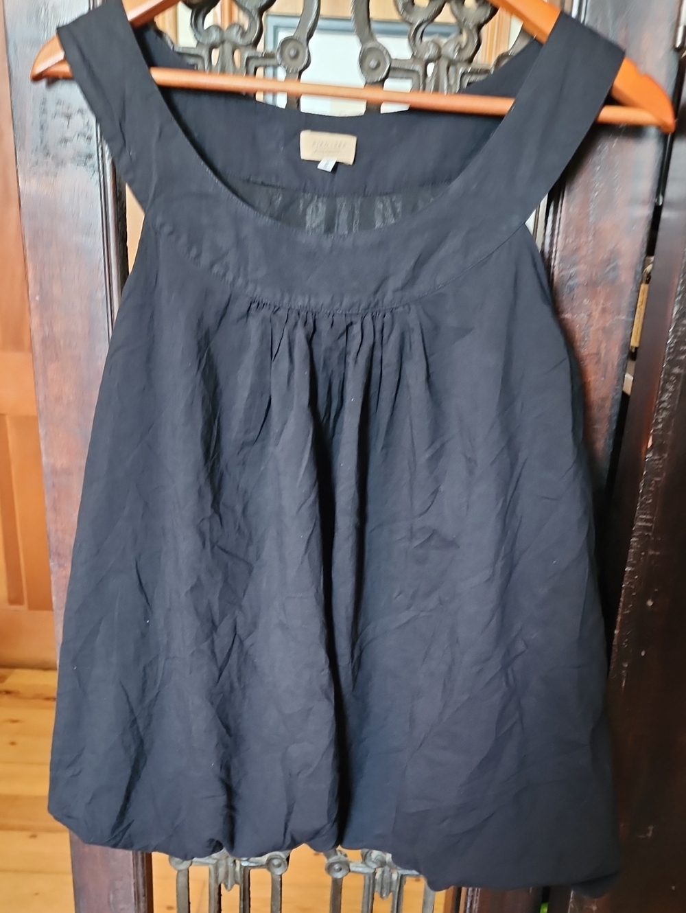 Sleeveless Black Mini Dress with Gathered Front